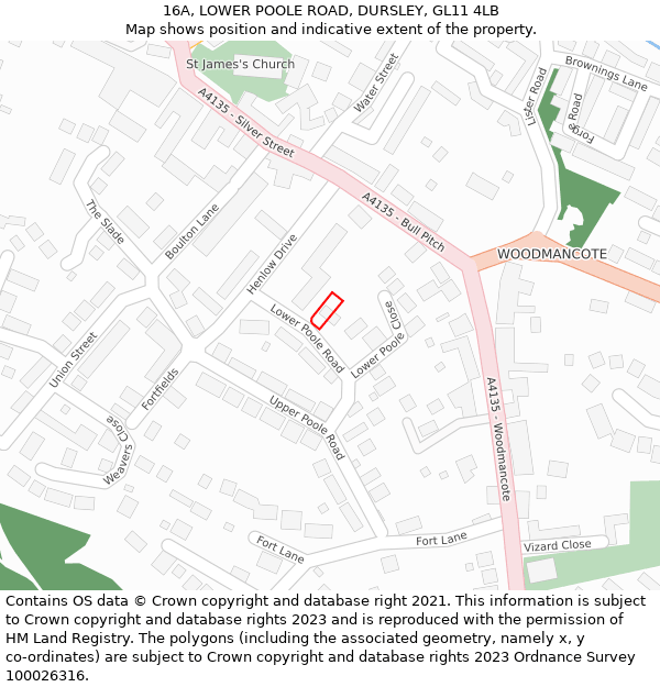 16A, LOWER POOLE ROAD, DURSLEY, GL11 4LB: Location map and indicative extent of plot