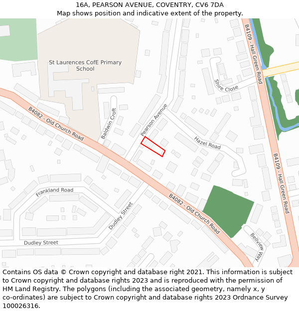 16A, PEARSON AVENUE, COVENTRY, CV6 7DA: Location map and indicative extent of plot