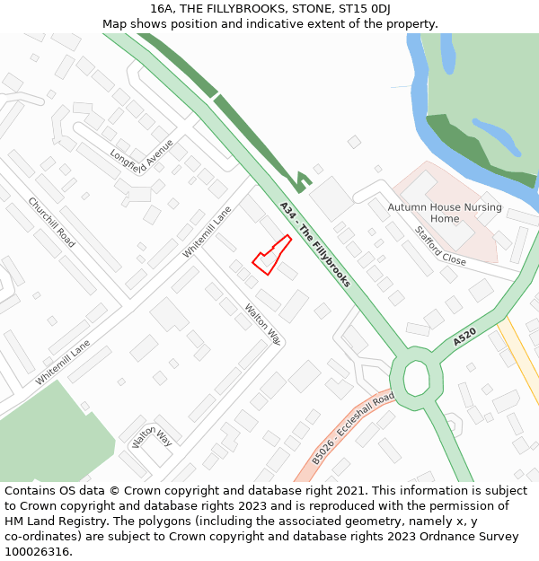 16A, THE FILLYBROOKS, STONE, ST15 0DJ: Location map and indicative extent of plot