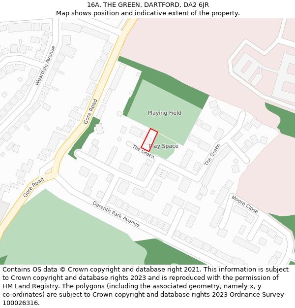 16A, THE GREEN, DARTFORD, DA2 6JR: Location map and indicative extent of plot