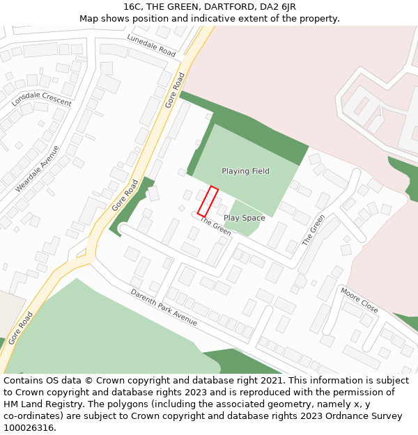 16C, THE GREEN, DARTFORD, DA2 6JR: Location map and indicative extent of plot