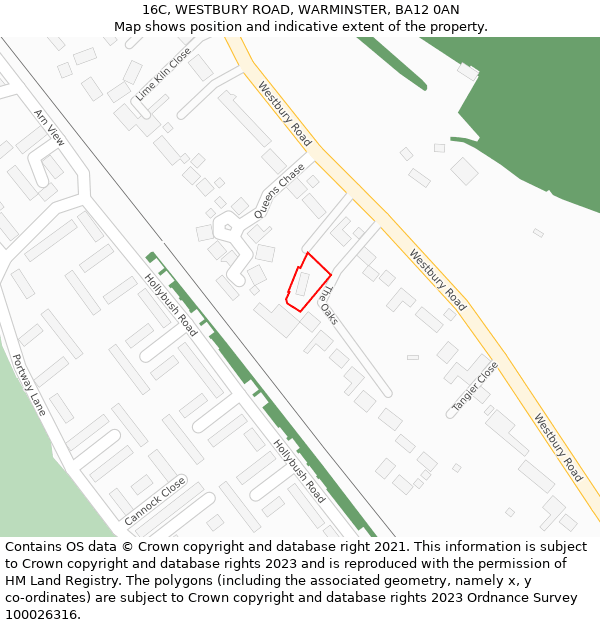 16C, WESTBURY ROAD, WARMINSTER, BA12 0AN: Location map and indicative extent of plot