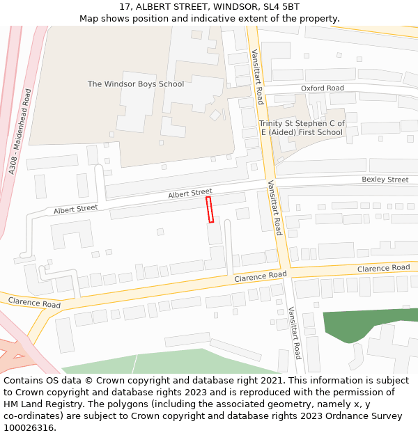 17, ALBERT STREET, WINDSOR, SL4 5BT: Location map and indicative extent of plot