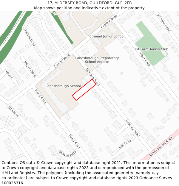 17, ALDERSEY ROAD, GUILDFORD, GU1 2ER: Location map and indicative extent of plot