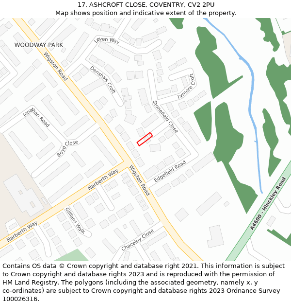 17, ASHCROFT CLOSE, COVENTRY, CV2 2PU: Location map and indicative extent of plot