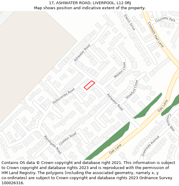 17, ASHWATER ROAD, LIVERPOOL, L12 0RJ: Location map and indicative extent of plot