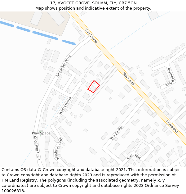 17, AVOCET GROVE, SOHAM, ELY, CB7 5GN: Location map and indicative extent of plot