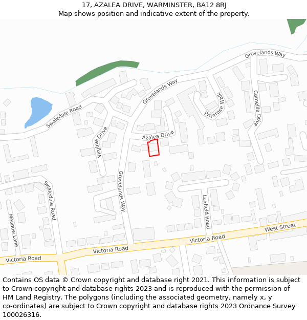 17, AZALEA DRIVE, WARMINSTER, BA12 8RJ: Location map and indicative extent of plot