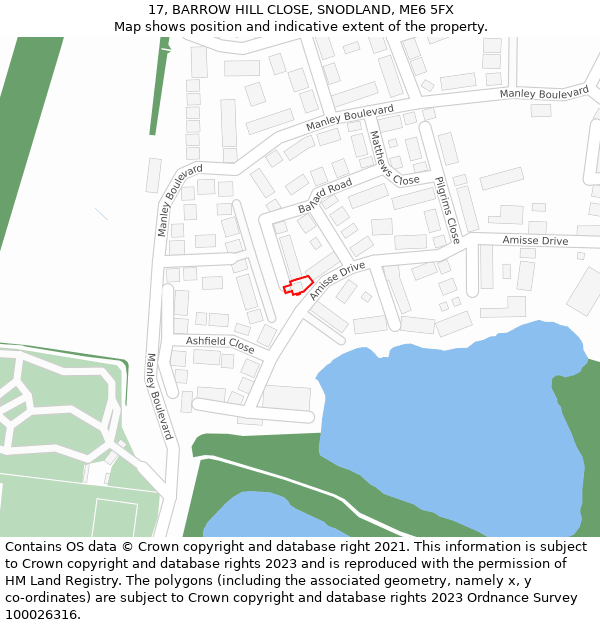 17, BARROW HILL CLOSE, SNODLAND, ME6 5FX: Location map and indicative extent of plot