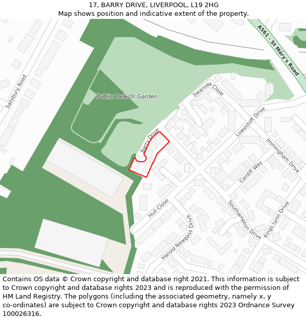 17, BARRY DRIVE, LIVERPOOL, L19 2HG: Location map and indicative extent of plot