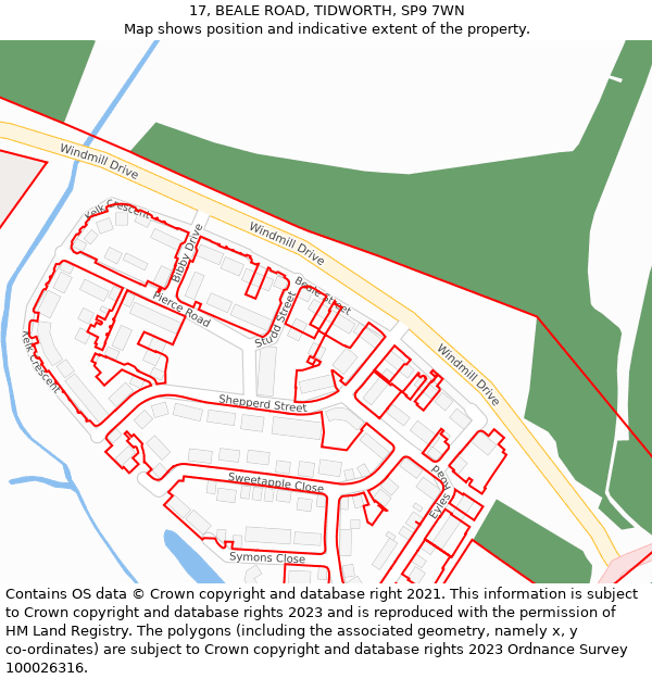 17, BEALE ROAD, TIDWORTH, SP9 7WN: Location map and indicative extent of plot