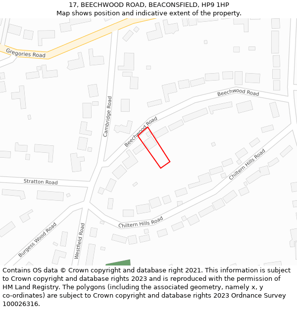 17, BEECHWOOD ROAD, BEACONSFIELD, HP9 1HP: Location map and indicative extent of plot