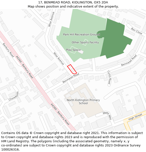 17, BENMEAD ROAD, KIDLINGTON, OX5 2DA: Location map and indicative extent of plot