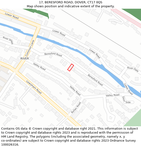 17, BERESFORD ROAD, DOVER, CT17 0QS: Location map and indicative extent of plot