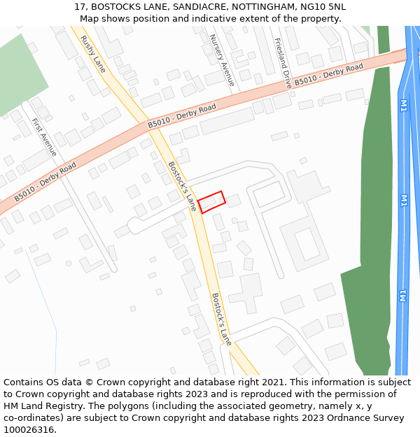 17, BOSTOCKS LANE, SANDIACRE, NOTTINGHAM, NG10 5NL: Location map and indicative extent of plot