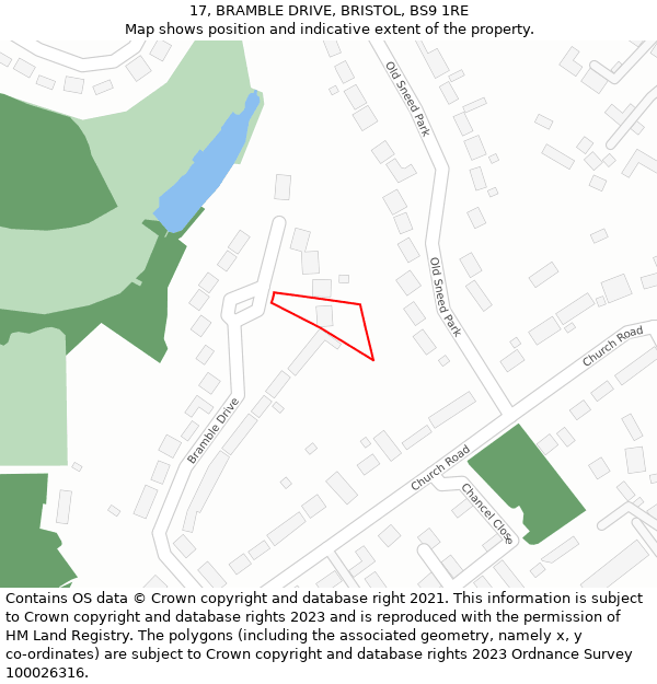 17, BRAMBLE DRIVE, BRISTOL, BS9 1RE: Location map and indicative extent of plot