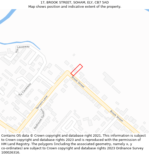 17, BROOK STREET, SOHAM, ELY, CB7 5AD: Location map and indicative extent of plot