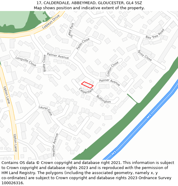 17, CALDERDALE, ABBEYMEAD, GLOUCESTER, GL4 5SZ: Location map and indicative extent of plot