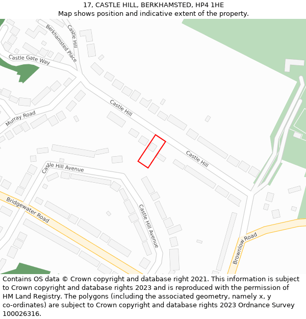 17, CASTLE HILL, BERKHAMSTED, HP4 1HE: Location map and indicative extent of plot