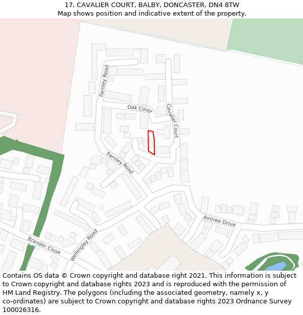 17, CAVALIER COURT, BALBY, DONCASTER, DN4 8TW: Location map and indicative extent of plot