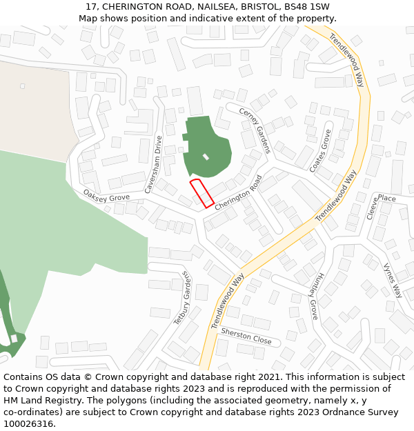 17, CHERINGTON ROAD, NAILSEA, BRISTOL, BS48 1SW: Location map and indicative extent of plot