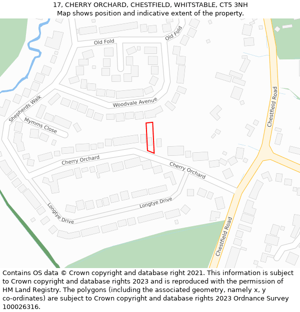 17, CHERRY ORCHARD, CHESTFIELD, WHITSTABLE, CT5 3NH: Location map and indicative extent of plot