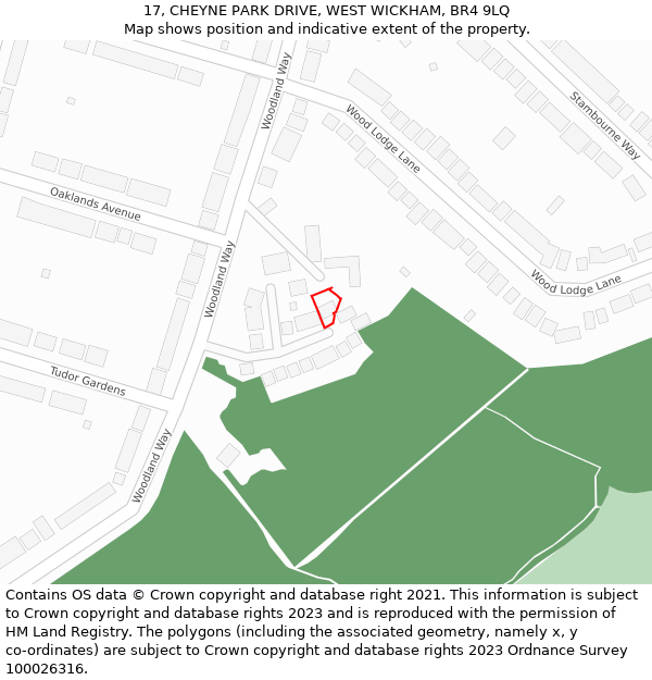17, CHEYNE PARK DRIVE, WEST WICKHAM, BR4 9LQ: Location map and indicative extent of plot