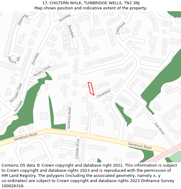 17, CHILTERN WALK, TUNBRIDGE WELLS, TN2 3NJ: Location map and indicative extent of plot