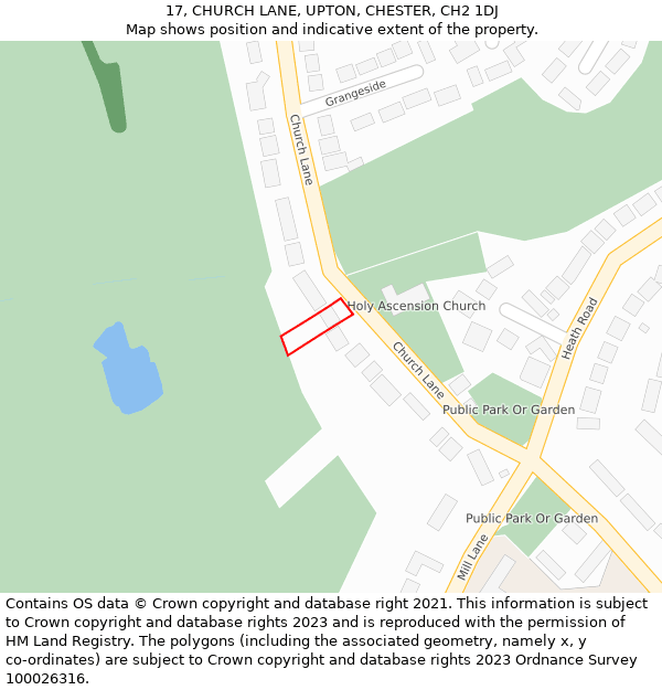 17, CHURCH LANE, UPTON, CHESTER, CH2 1DJ: Location map and indicative extent of plot