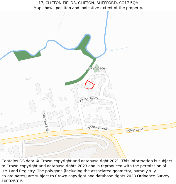 17, CLIFTON FIELDS, CLIFTON, SHEFFORD, SG17 5QA: Location map and indicative extent of plot