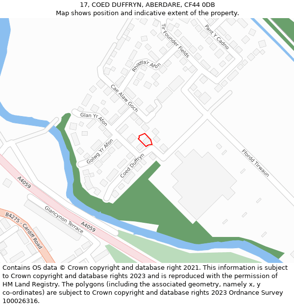 17, COED DUFFRYN, ABERDARE, CF44 0DB: Location map and indicative extent of plot