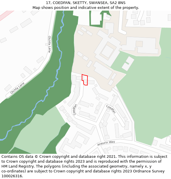 17, COEDFAN, SKETTY, SWANSEA, SA2 8NS: Location map and indicative extent of plot