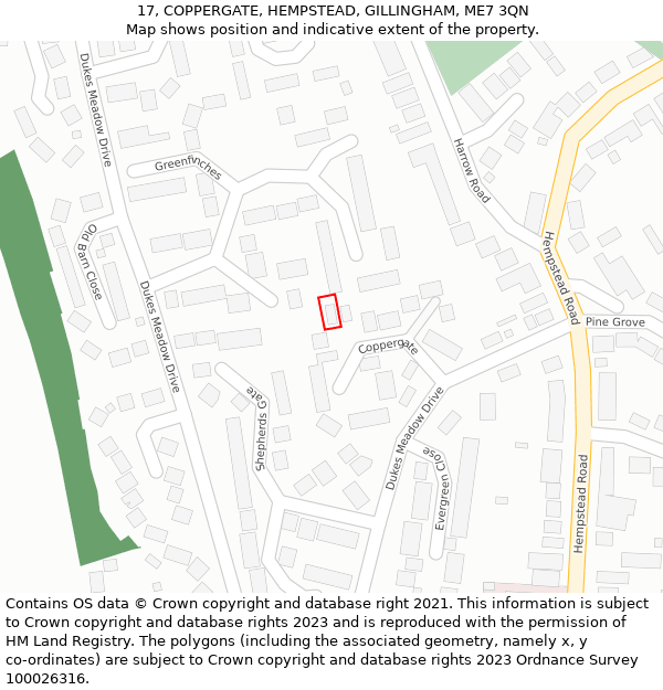 17, COPPERGATE, HEMPSTEAD, GILLINGHAM, ME7 3QN: Location map and indicative extent of plot