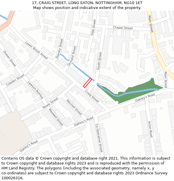 17, CRAIG STREET, LONG EATON, NOTTINGHAM, NG10 1ET: Location map and indicative extent of plot