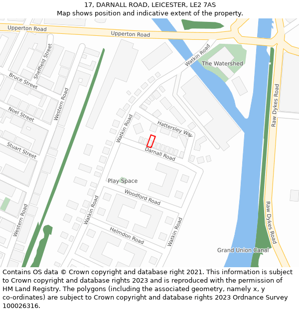 17, DARNALL ROAD, LEICESTER, LE2 7AS: Location map and indicative extent of plot