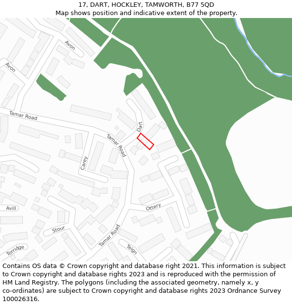 17, DART, HOCKLEY, TAMWORTH, B77 5QD: Location map and indicative extent of plot