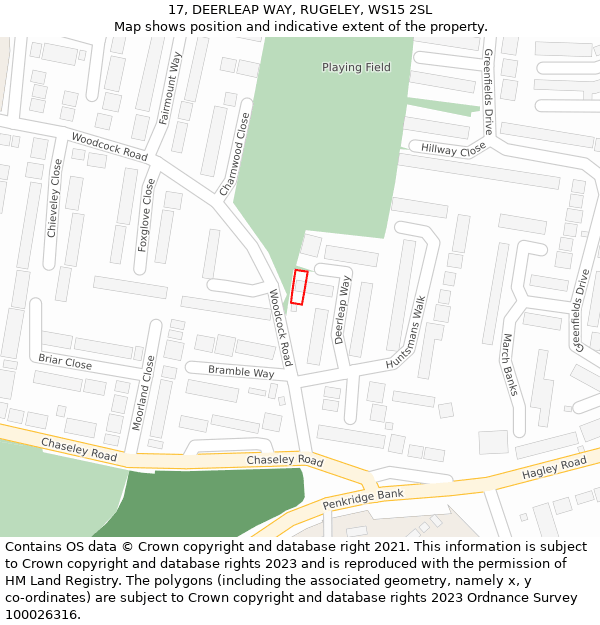 17, DEERLEAP WAY, RUGELEY, WS15 2SL: Location map and indicative extent of plot