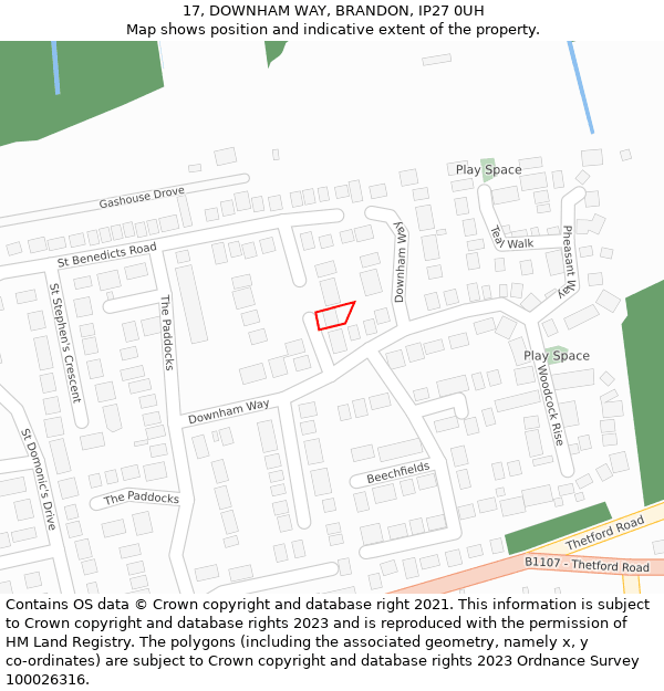17, DOWNHAM WAY, BRANDON, IP27 0UH: Location map and indicative extent of plot