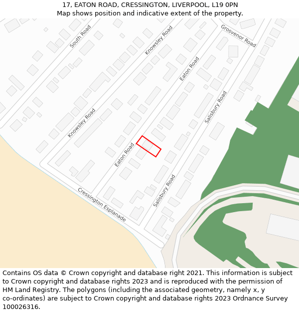 17, EATON ROAD, CRESSINGTON, LIVERPOOL, L19 0PN: Location map and indicative extent of plot
