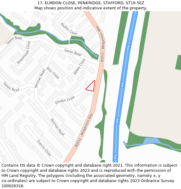 17, ELMDON CLOSE, PENKRIDGE, STAFFORD, ST19 5EZ: Location map and indicative extent of plot