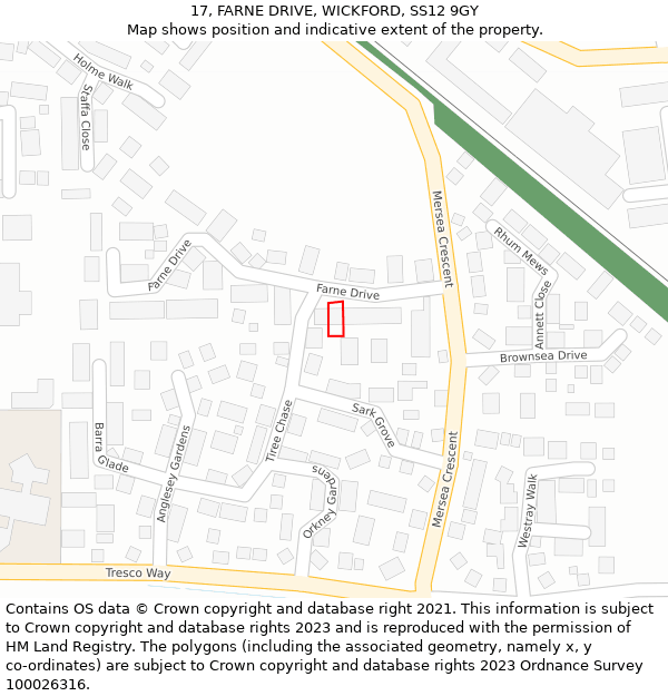 17, FARNE DRIVE, WICKFORD, SS12 9GY: Location map and indicative extent of plot