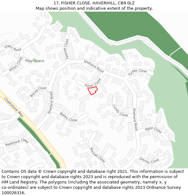 17, FISHER CLOSE, HAVERHILL, CB9 0LZ: Location map and indicative extent of plot