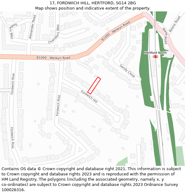 17, FORDWICH HILL, HERTFORD, SG14 2BG: Location map and indicative extent of plot