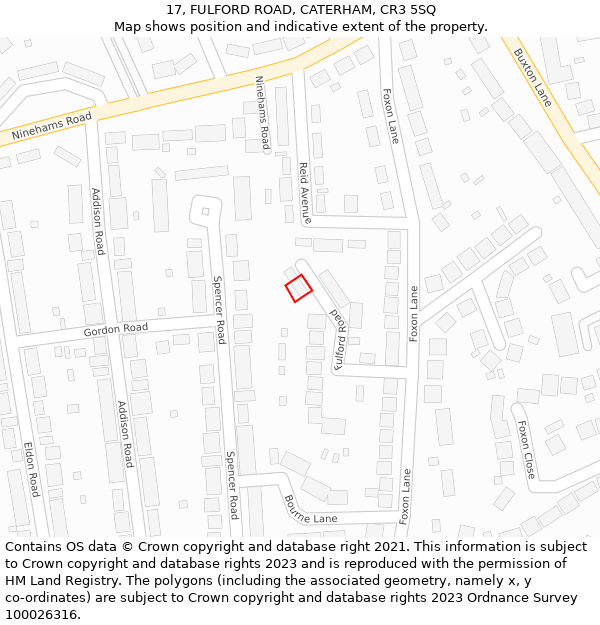 17, FULFORD ROAD, CATERHAM, CR3 5SQ: Location map and indicative extent of plot