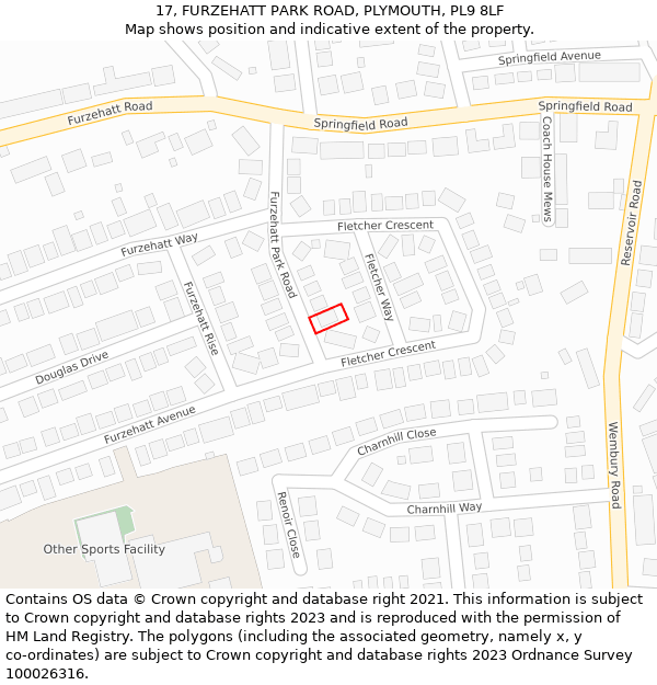 17, FURZEHATT PARK ROAD, PLYMOUTH, PL9 8LF: Location map and indicative extent of plot