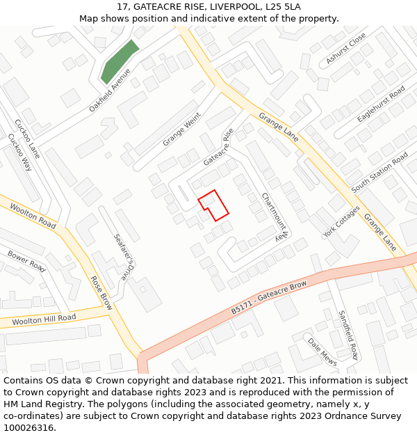 17, GATEACRE RISE, LIVERPOOL, L25 5LA: Location map and indicative extent of plot