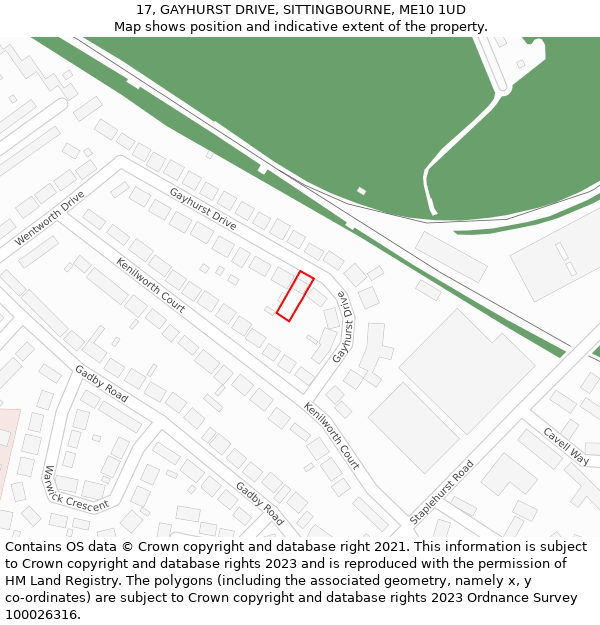 17, GAYHURST DRIVE, SITTINGBOURNE, ME10 1UD: Location map and indicative extent of plot