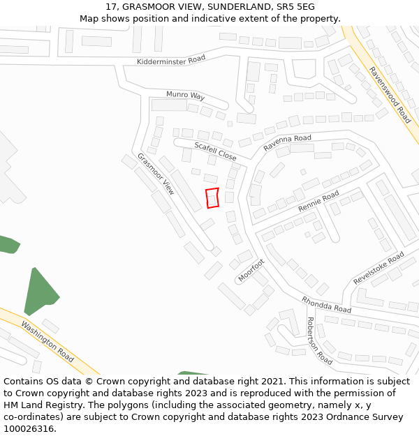 17, GRASMOOR VIEW, SUNDERLAND, SR5 5EG: Location map and indicative extent of plot