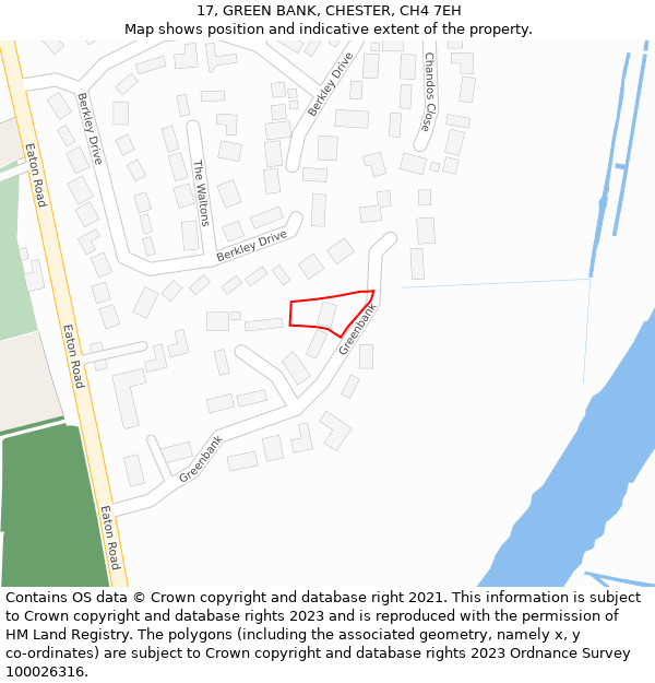 17, GREEN BANK, CHESTER, CH4 7EH: Location map and indicative extent of plot