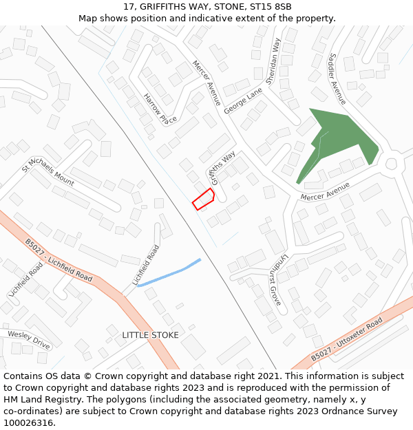 17, GRIFFITHS WAY, STONE, ST15 8SB: Location map and indicative extent of plot